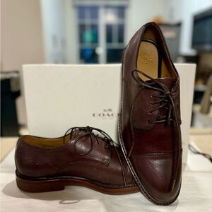 New Coach Men's Brown Leather Dress Oxford Garrison Shoes sz 10.5